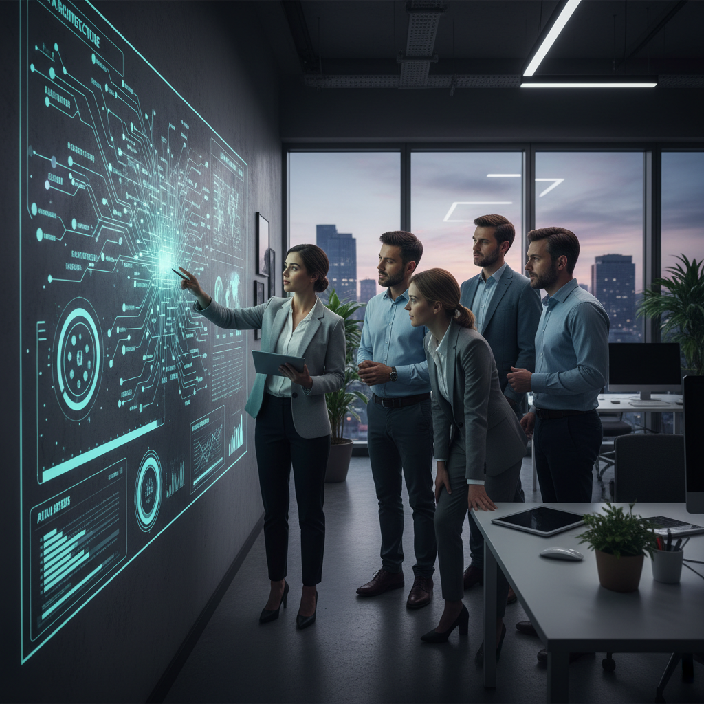 Is AI Dispatch Worth It for Salt Lake City Plumbers?: Professional photo of a team collaborating on a digital dashboard, planning an AI implementation | innovAIt Media