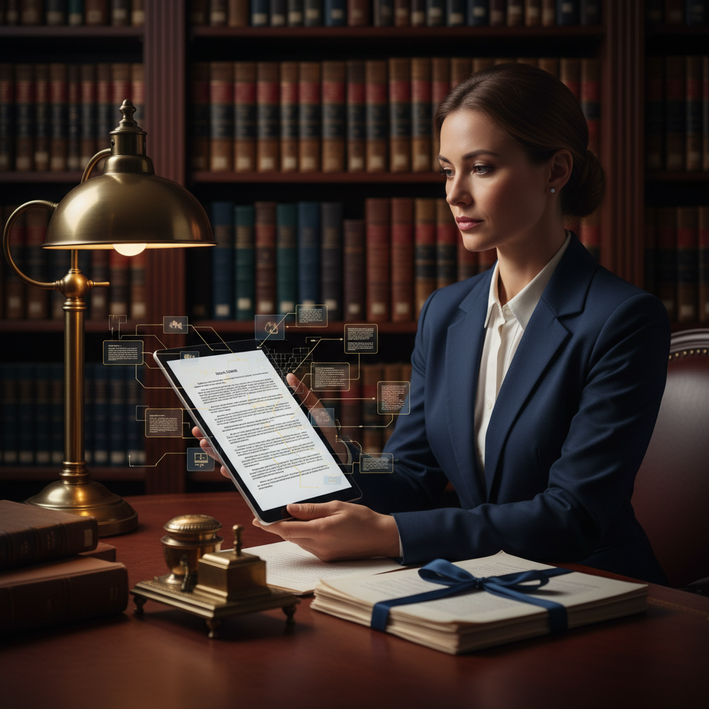 Is AI Killing Your Family Law Practice? The Honest Truth About Email: Professional photo of a lawyer reviewing complex legal documents on a tablet, with AI analysis overl | innovAIt Media