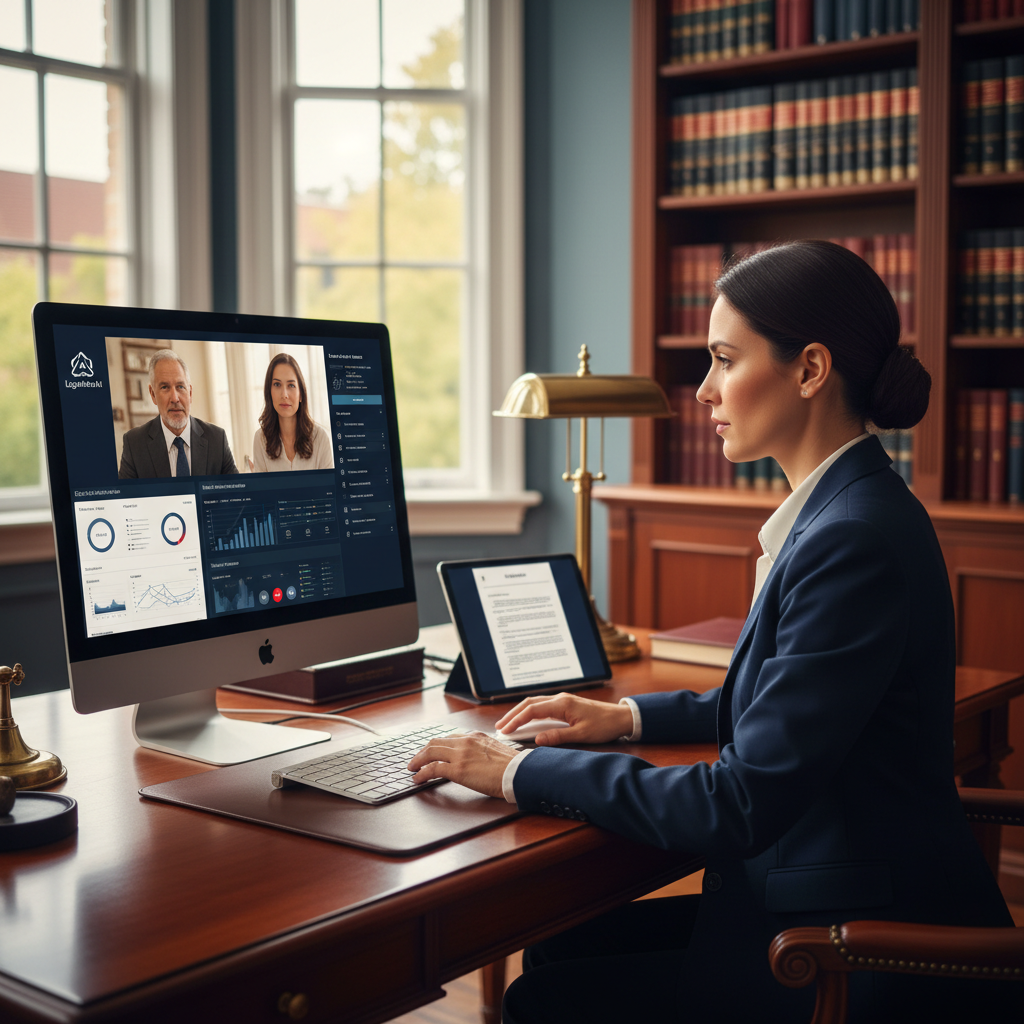 Is AI Killing Your Family Law Practice? The Honest Truth About Email: Professional photo of a legal assistant using a computer with AI-powered software, focusing on clien | innovAIt Media