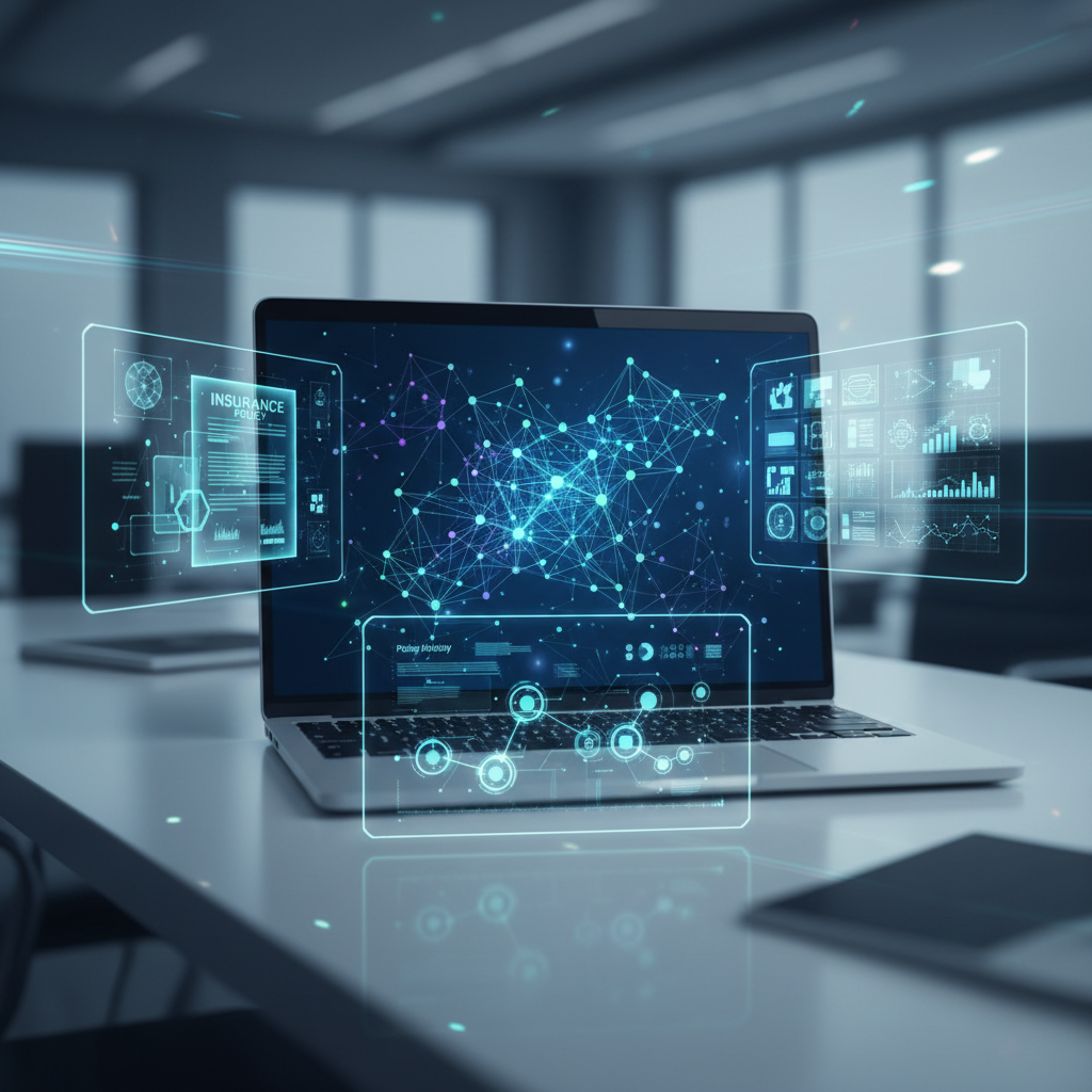 Is Neural Search Indexing Worth It for Independent Insurance Agencies?: Close-up of a laptop screen showing a neural network diagram, with smaller screens around it display | innovAIt Media