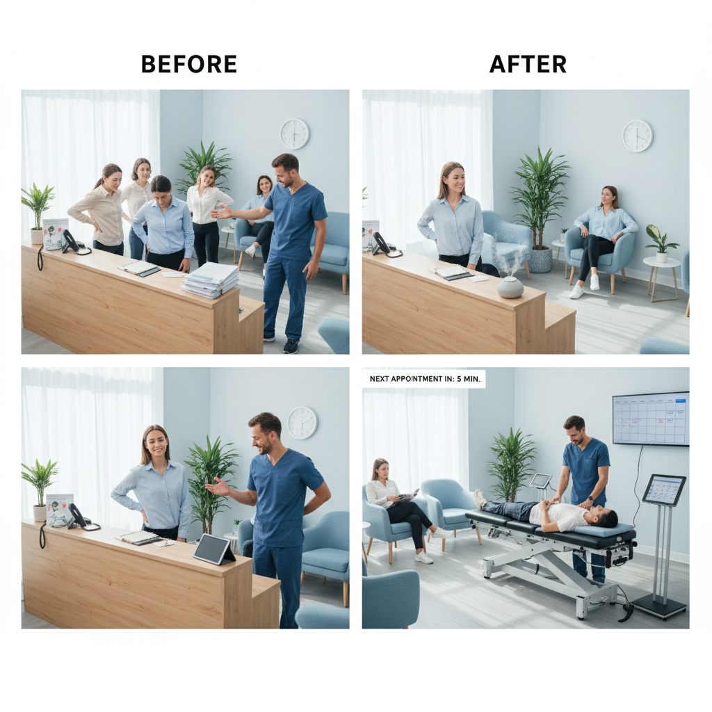 Is Perplexity AI Killing Your Chiropractic Practice's SEO?: An infographic showing a before-and-after comparison of a chiropractic clinic's patient flow, highli | innovAIt Media