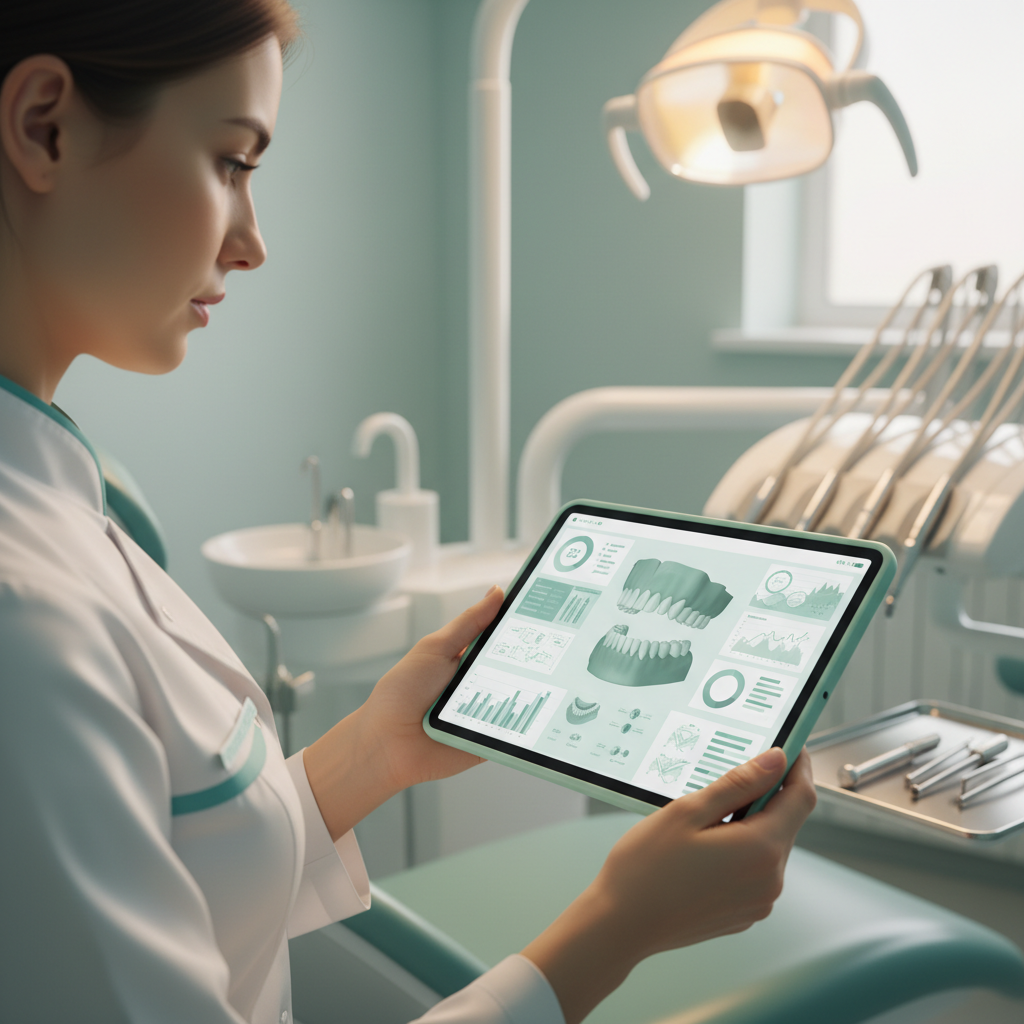 Is Your Pediatric Dentist Karbon AI Strategy Broken? Is Your Pediatric Dentist Karbon AI Strategy Broken?: Doctor looking at an AI-powered tablet with patient data | innovAIt Media
