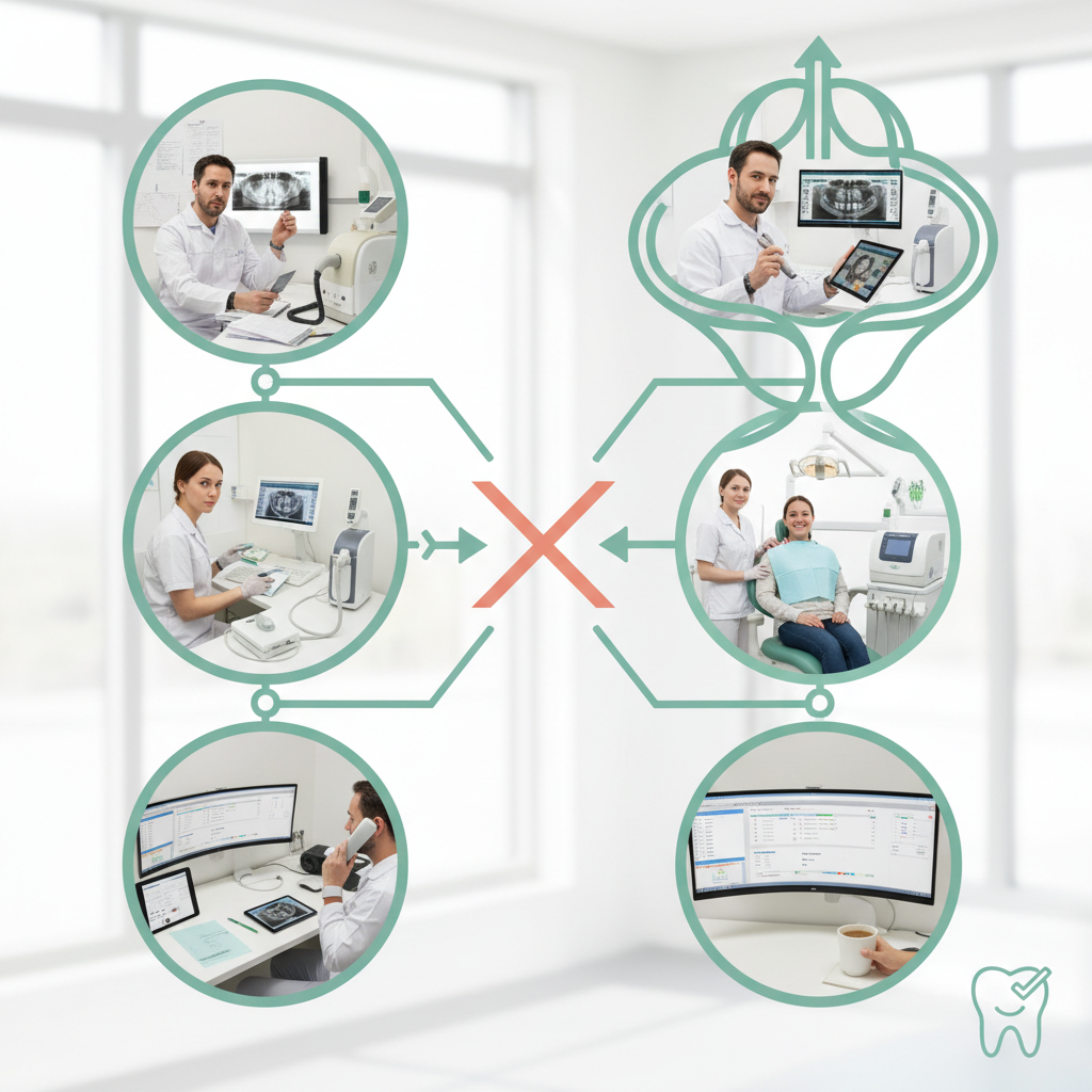 Is Your Pediatric Dentist Karbon AI Strategy Broken? Is Your Pediatric Dentist Karbon AI Strategy Broken?: A flowchart illustrating an integrated AI ecosystem versus a fragmented one in a dental practice. | innovAIt Media