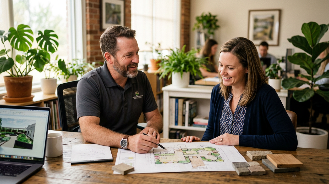 Jobber for Landscaping Company in Las Vegas, NV: Expert Jobber for Landscaping Company professional consulting with a client, war | innovAIt Media