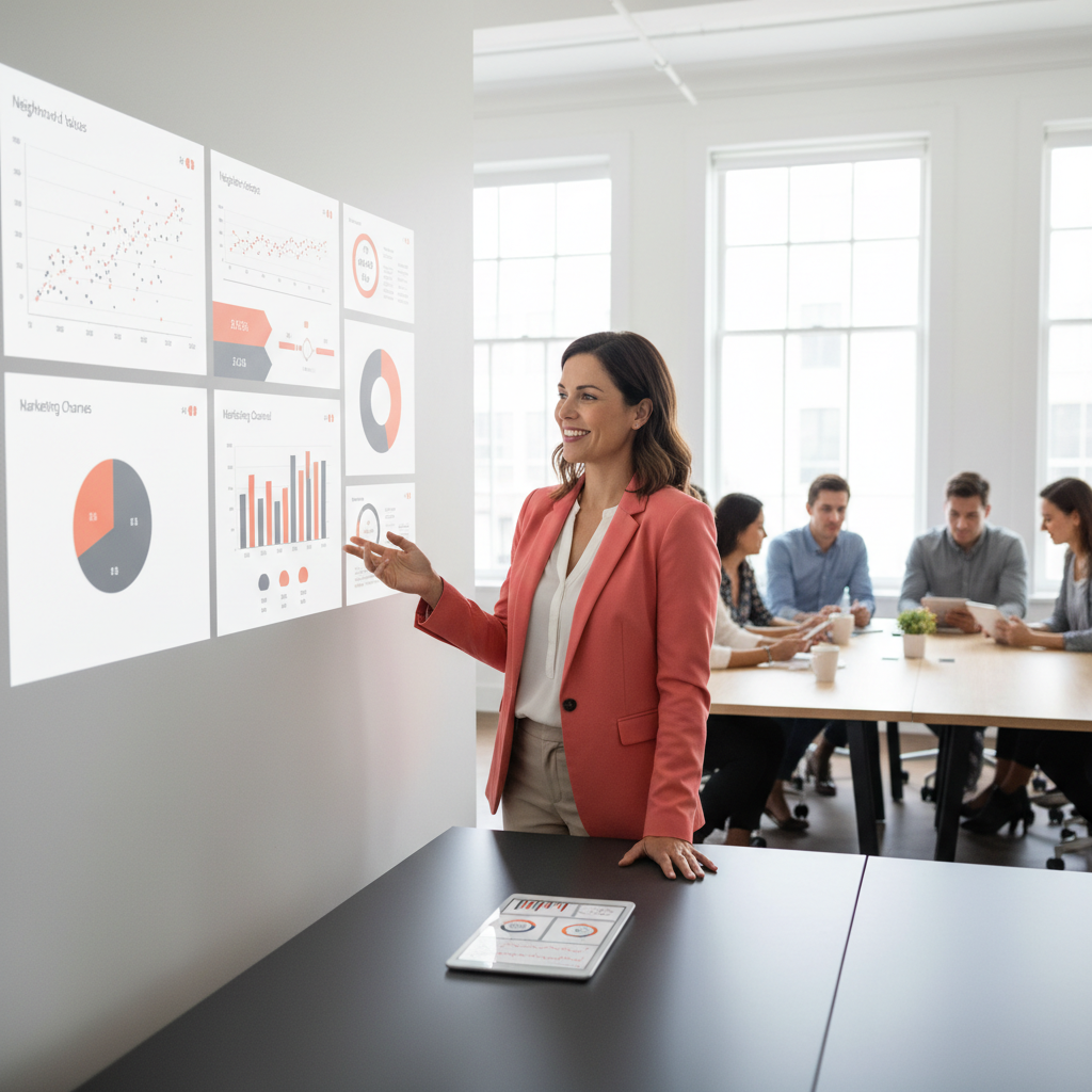 Kailua HI Luxury Realtors: Is AI Too Complex for My Marketing?: Happy realtor using an AI dashboard to view property analytics | innovAIt Media