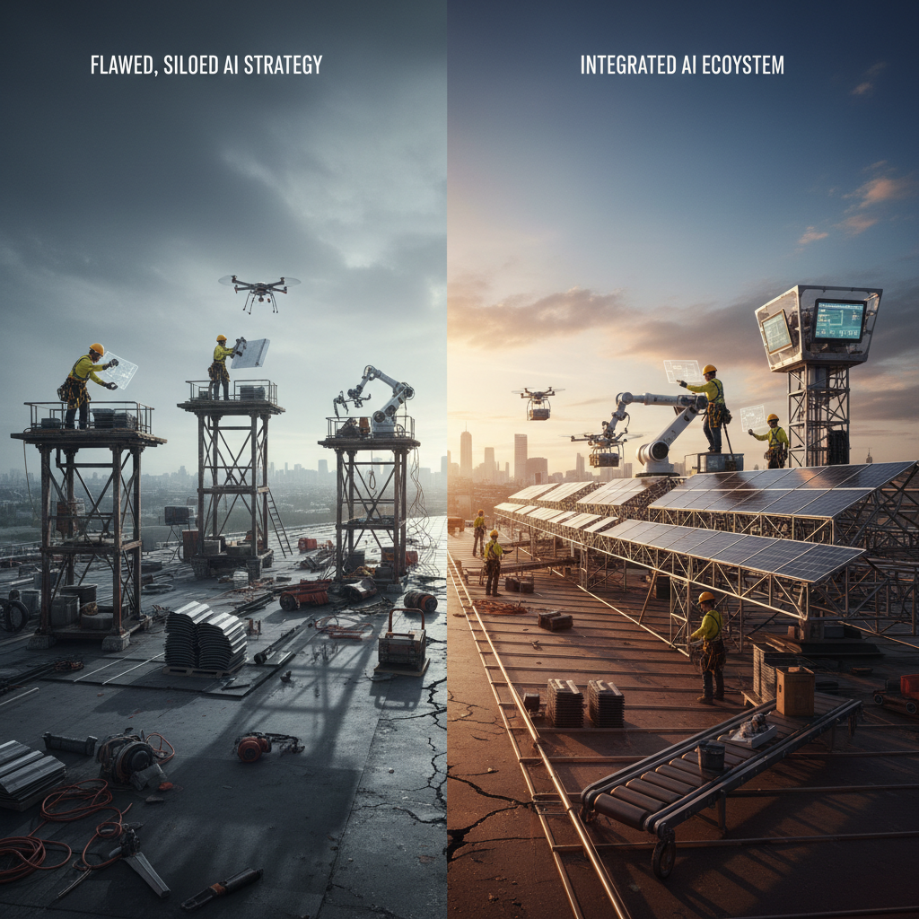 Karbon vs. Perplexity: Which Wins for Roofer Sales Leads?: Diagram showing a flawed, siloed AI strategy vs. an integrated AI ecosystem | innovAIt Media