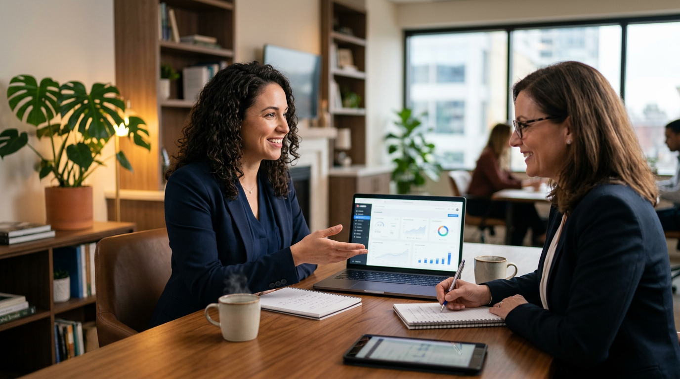 kvCORE for Real Estate Agency in Atlanta, GA: Expert kvCORE for Real Estate Agency professional consulting with a client, warm | innovAIt Media