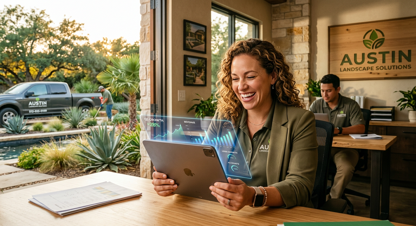 Landscaping Company business owner seeing AI marketing results in Austin, Texas Landscaping Company business owner seeing AI marketing results in Austin, Texas
