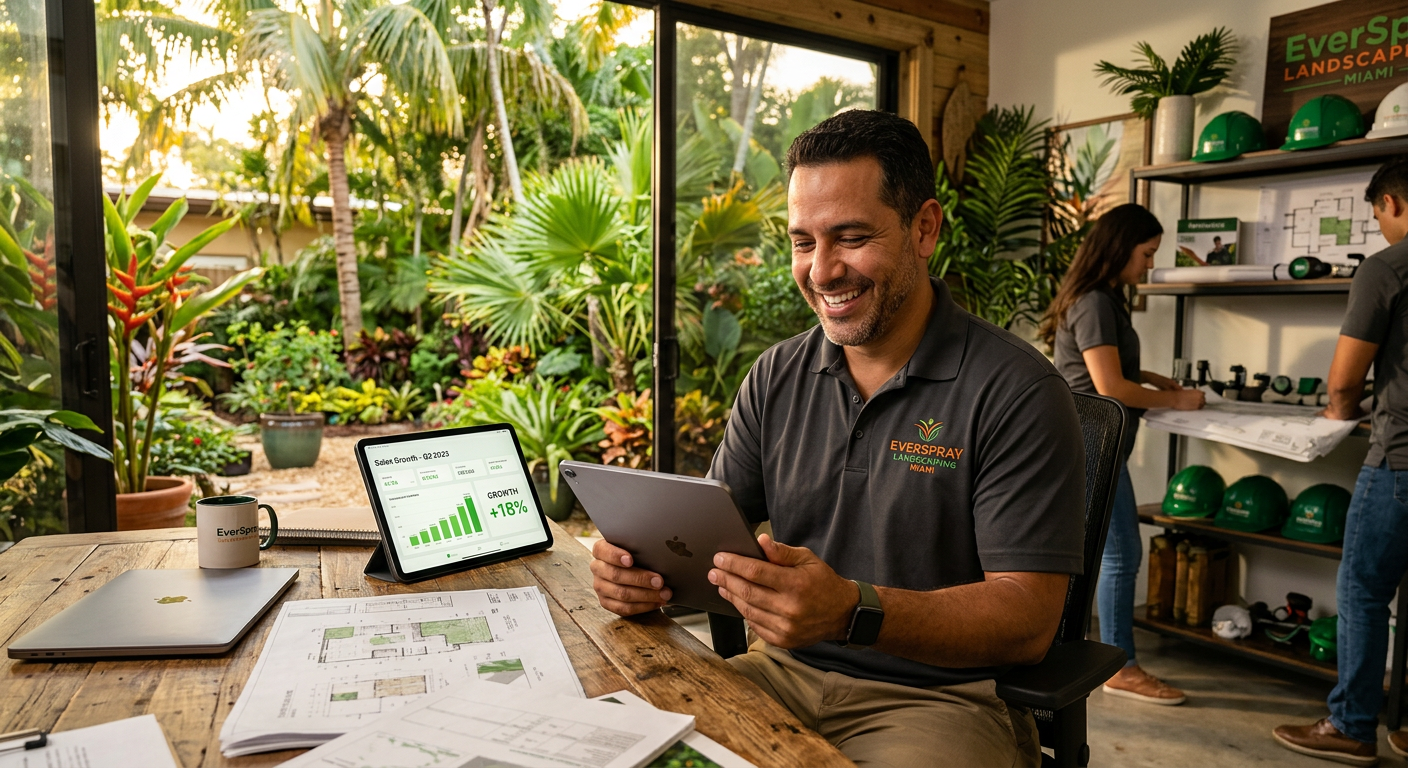 Landscaping Company business owner seeing AI marketing results in Miami, Florida