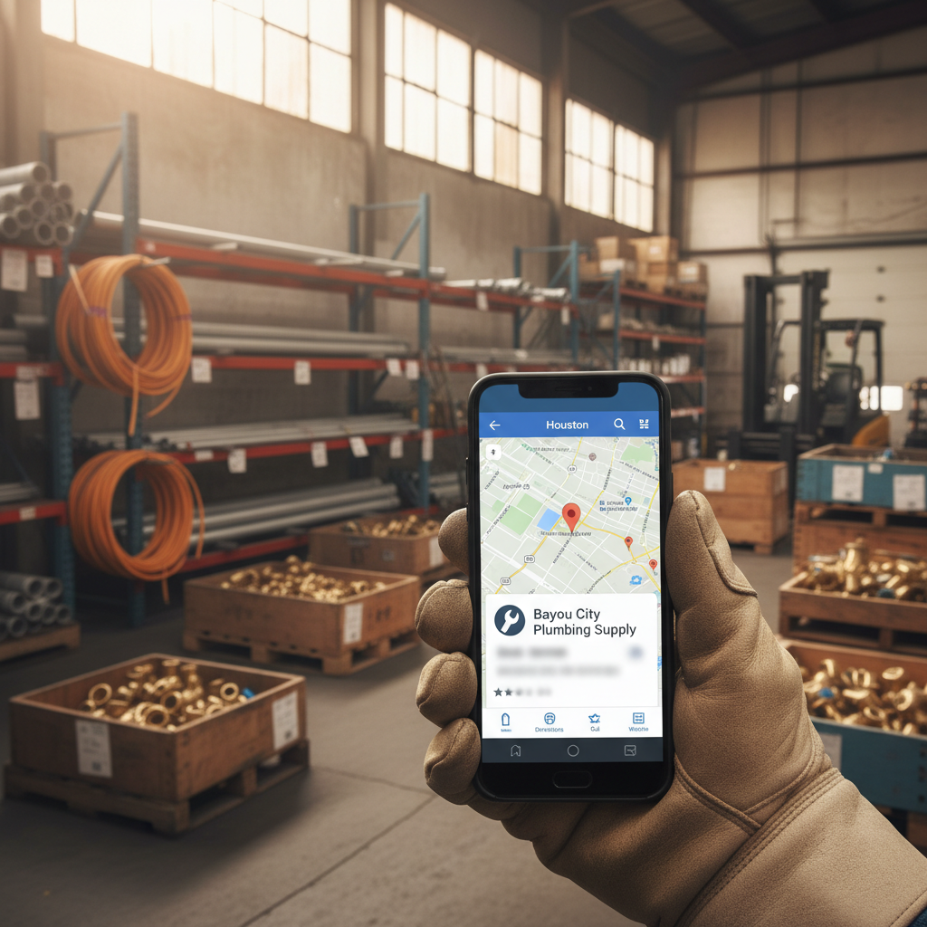 local GEO for businesses in Houston Texas: Close-up of a smartphone displaying a Google Maps search result for a local Houston business | innovAIt Media