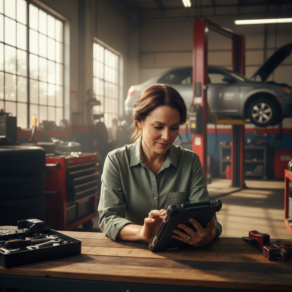 local GEO for businesses in Houston Texas: A small business owner in Houston, TX, thoughtfully responding to customer reviews on a tablet | innovAIt Media