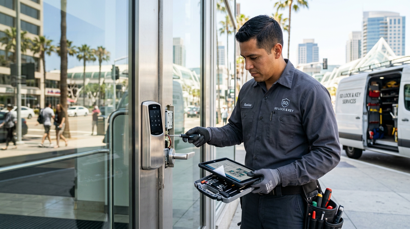 Locksmith professional working in San Diego, California