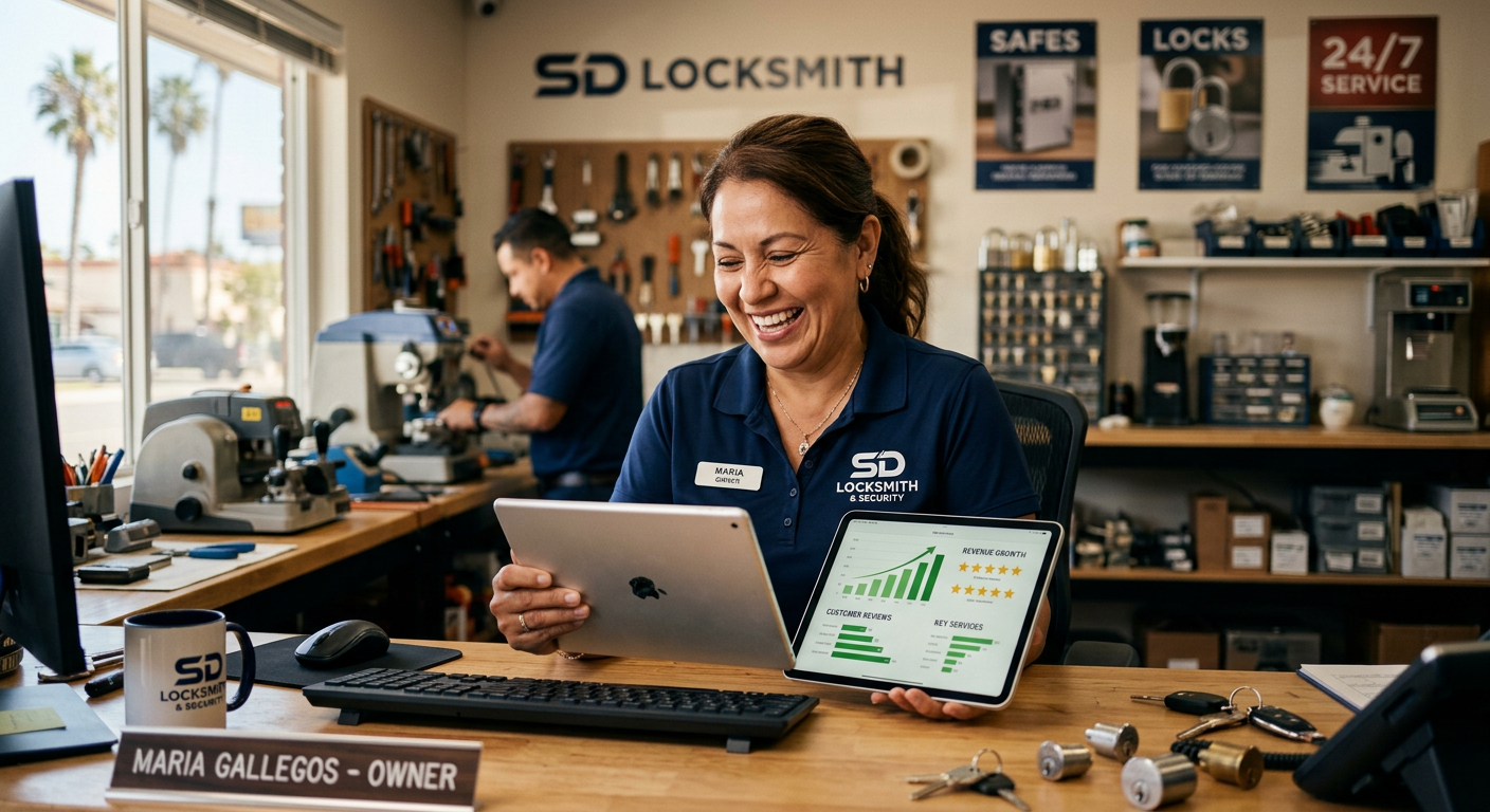 Locksmith business owner seeing AI marketing results in San Diego, California