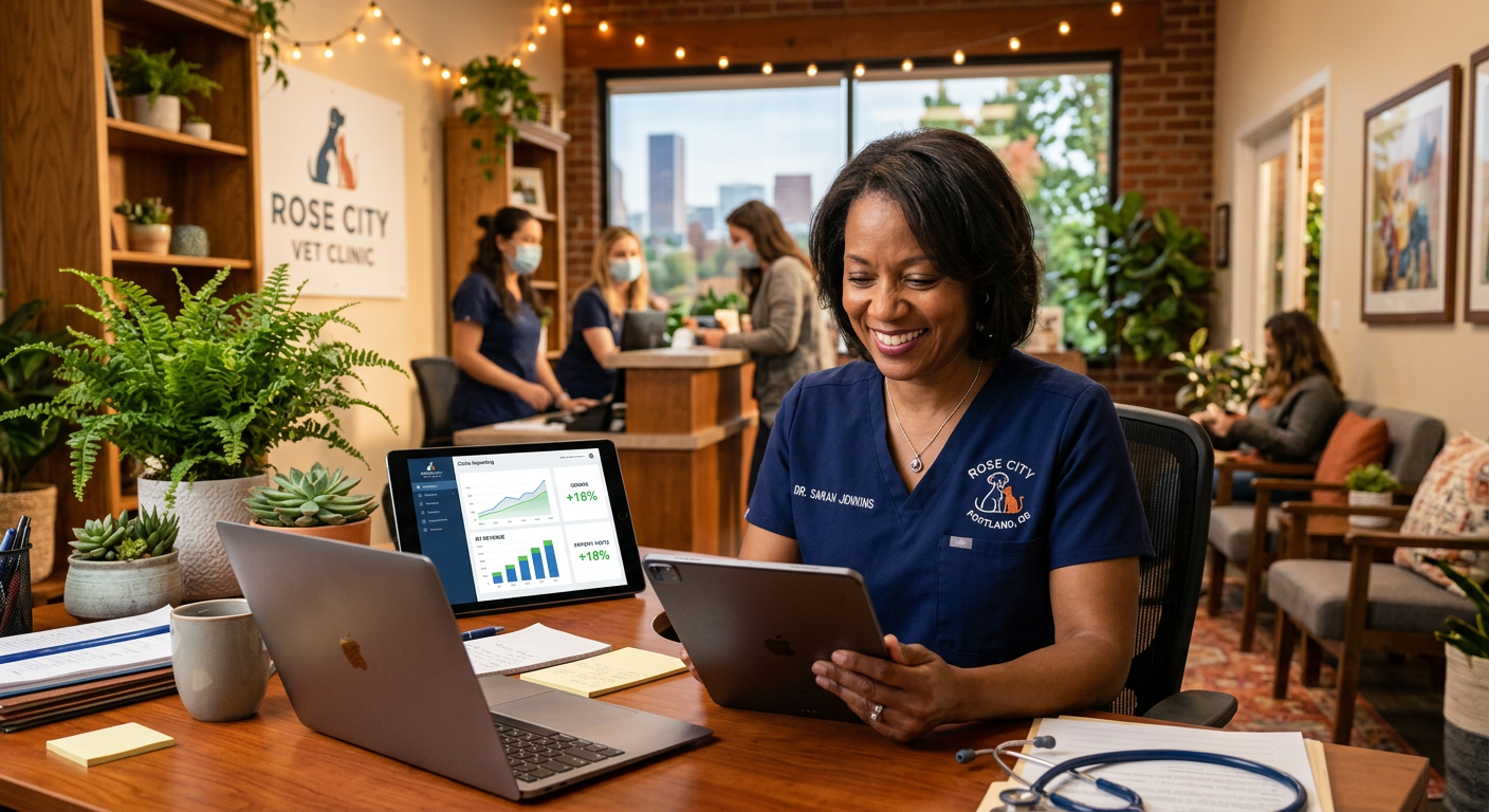 Suki for Veterinary Clinic in Portland, OR — Veterinary Clinic business owner seeing AI marketing results in Portland, Oregon — Future Veterinary Clinic Suki for Veterinary Clinic in Portland, OR — Veterinary Clinic business owner seeing AI marketing results in Portland, Oregon — Future Veterinary Clinic