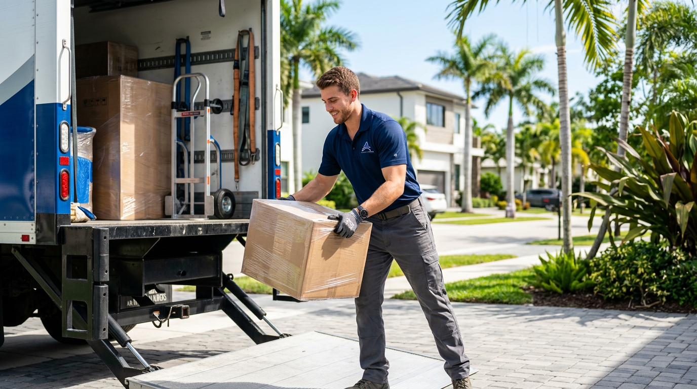 Moving Company professional working in Miami, Florida — Tools Every Moving Moving Company professional working in Miami, Florida — Tools Every Moving