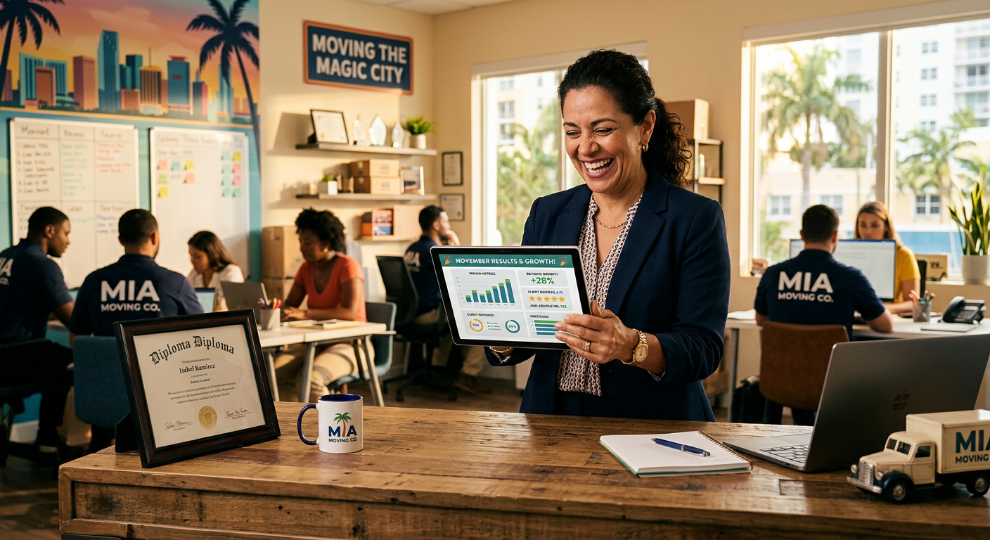 Moving Company business owner seeing AI marketing results in Miami, Florida — Tools Every Moving Moving Company business owner seeing AI marketing results in Miami, Florida — Tools Every Moving
