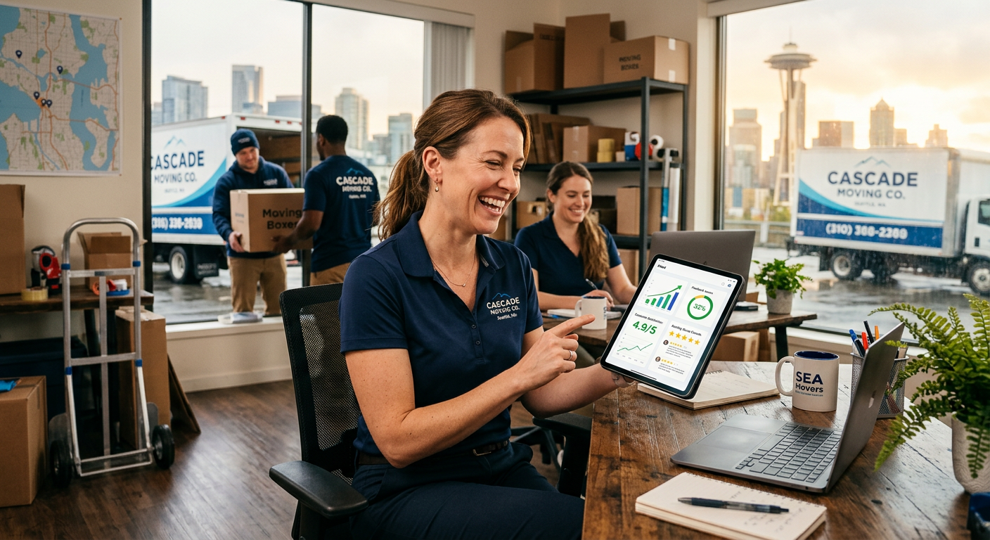 Moving Company business owner seeing AI marketing results in Seattle, Washington