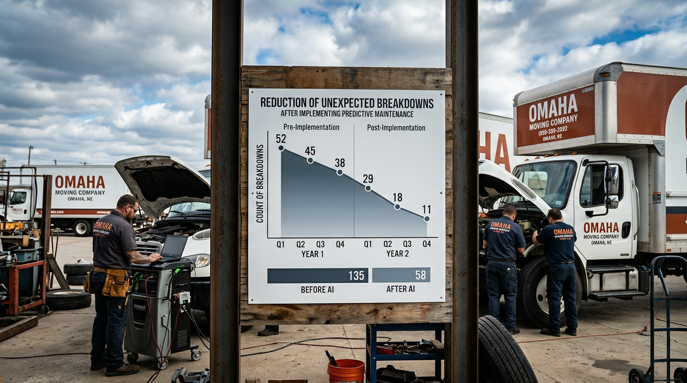 Nabla Copilot Pro: I optimized competitive analysis for my Hartford roofing biz: A detailed chart illustrating the reduction in unexpected vehicle breakdowns for an Omaha moving com | innovAIt Media