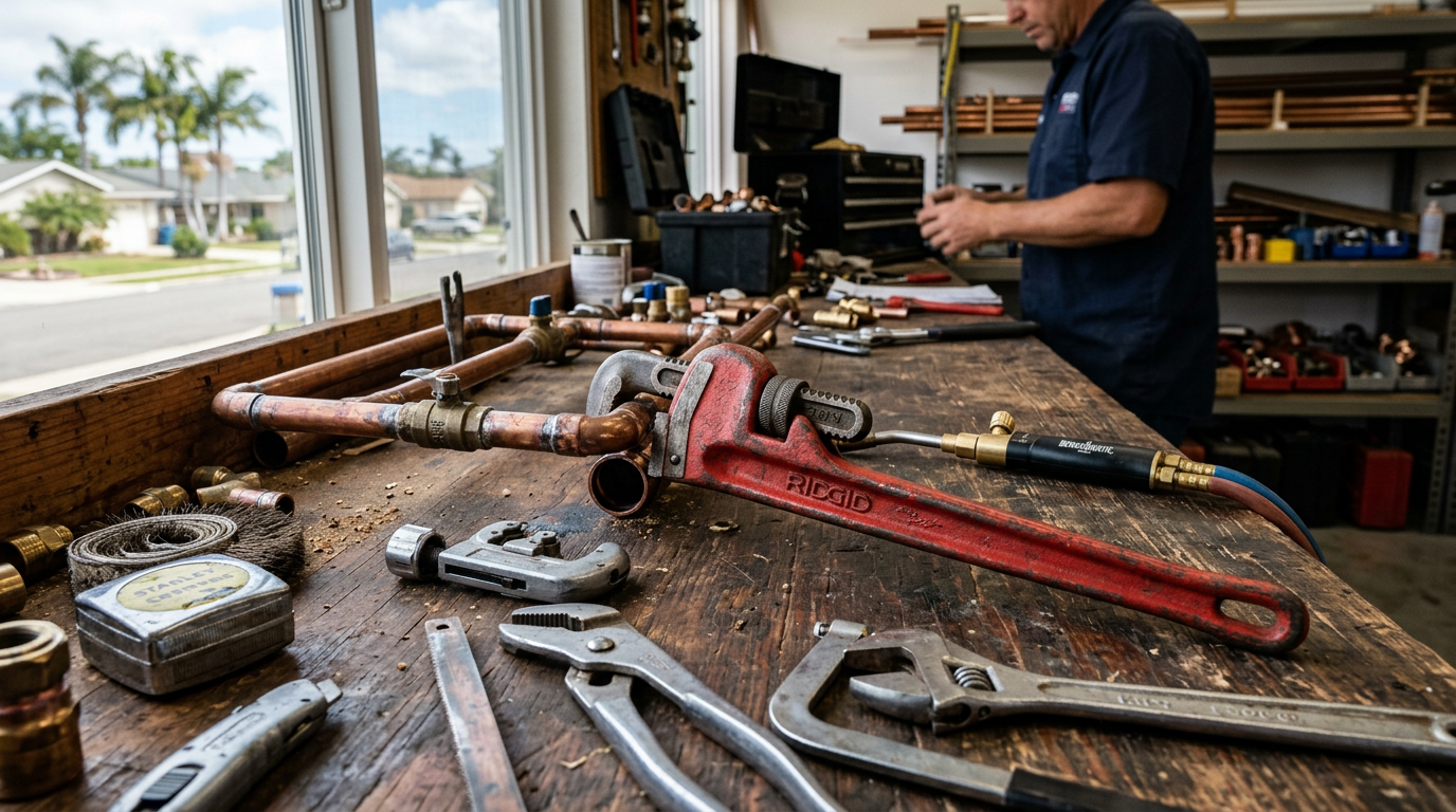 Plumbing Company equipment and tools used by professionals in San Diego, California