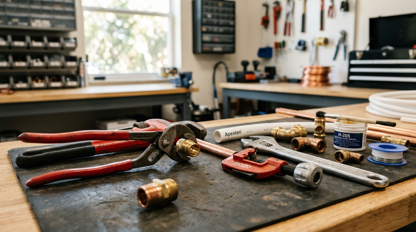 plumbing tools and workspace used by professionals in Tampa, Florida