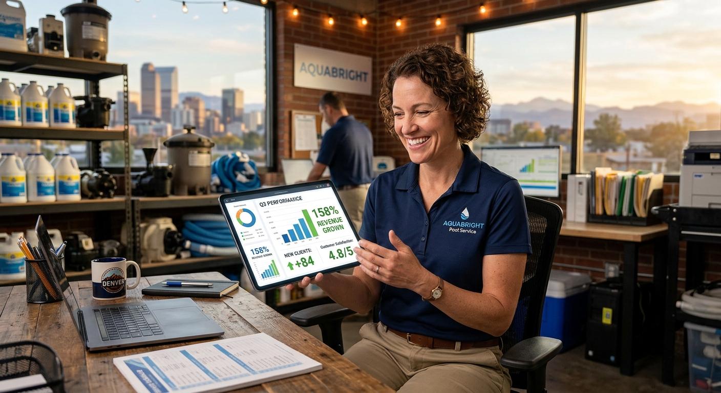 Pool Service business owner seeing AI marketing results in Denver, Colorado