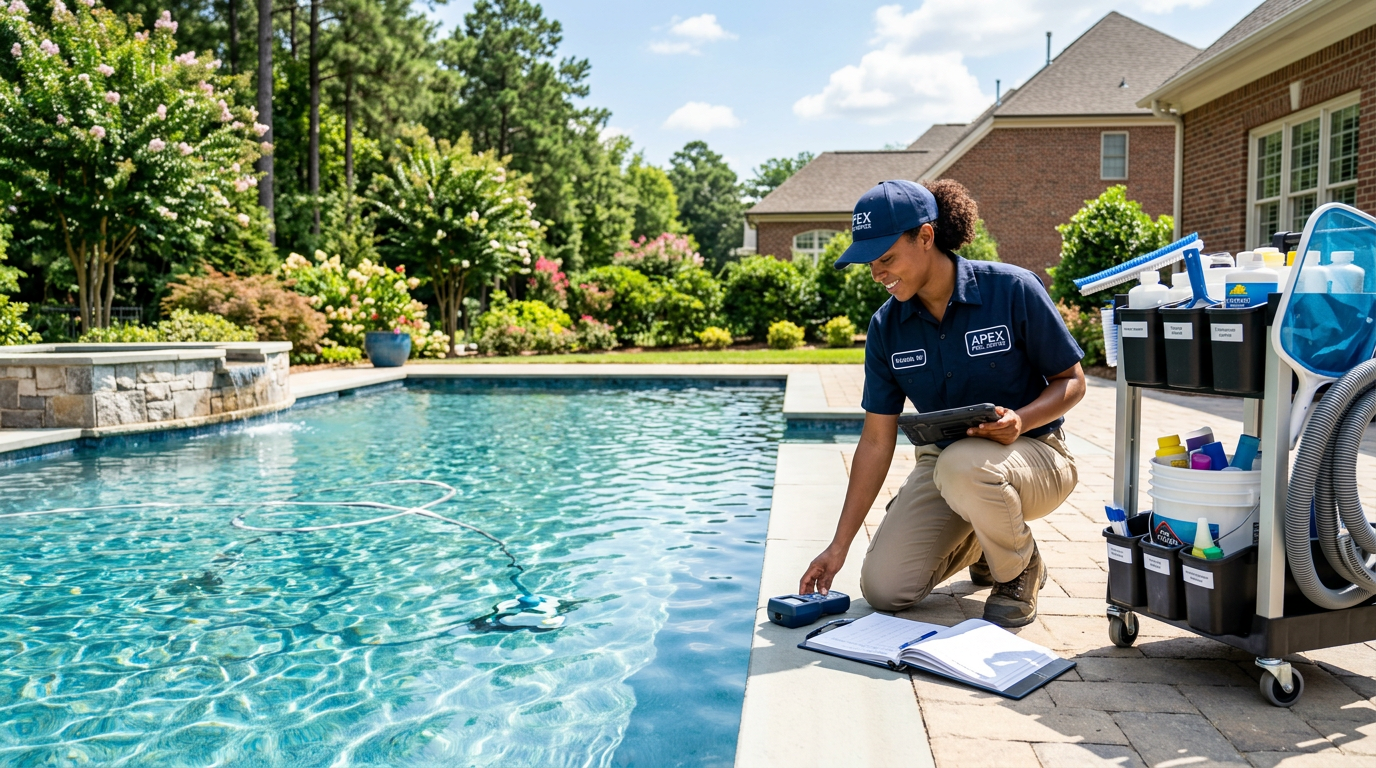 Pool Service professional working in Raleigh, North Carolina