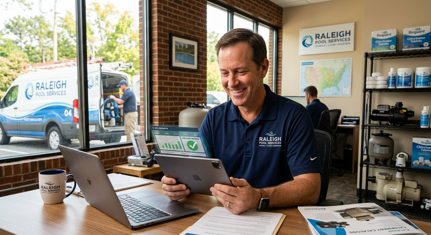 Pool Service business owner seeing AI marketing results in Raleigh, North Carolina