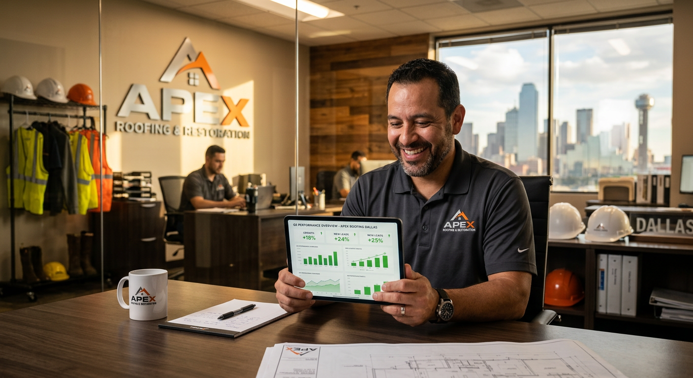 Roofing Company business owner seeing AI marketing results in Dallas, Texas