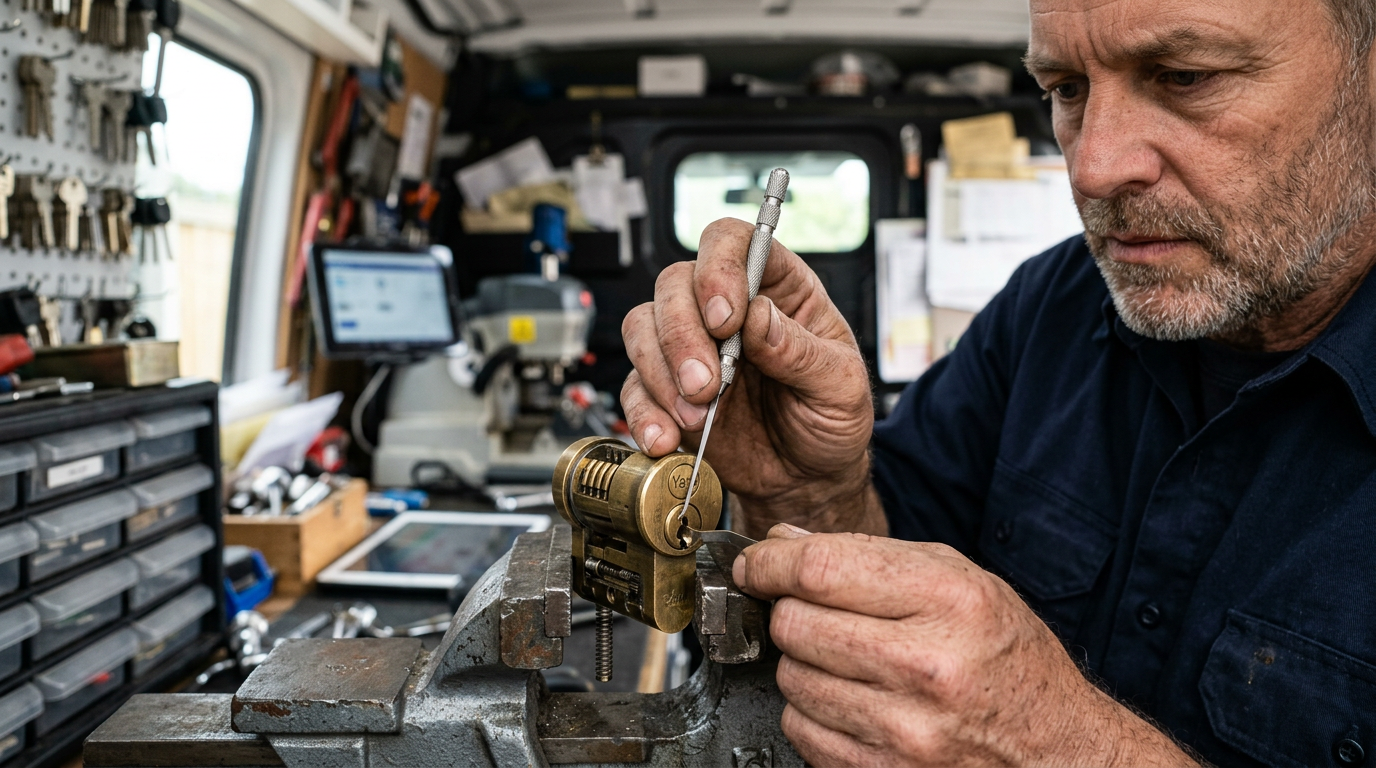 ServiceTitan for Locksmith in Charlotte, NC: ServiceTitan for Locksmith technology and tools in action, close-up detail shot  | innovAIt Media