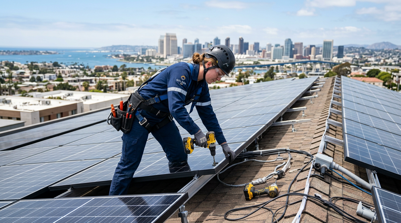 Solar Installer professional working in San Diego, California
