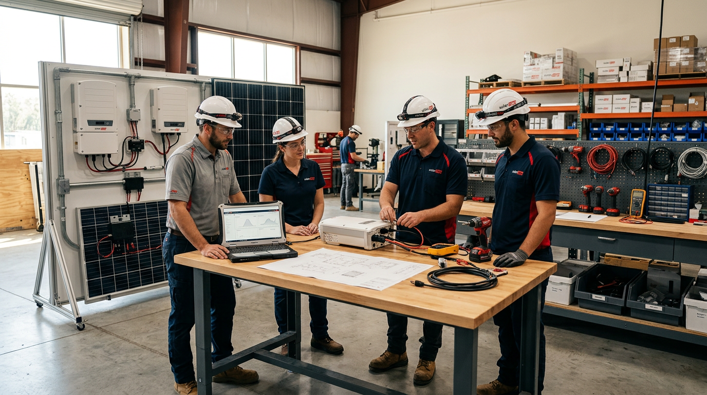 the system for solar installers in Diego, CA: Professional the technology for Solar Installer workspace with modern equipment and t | innovAIt Media