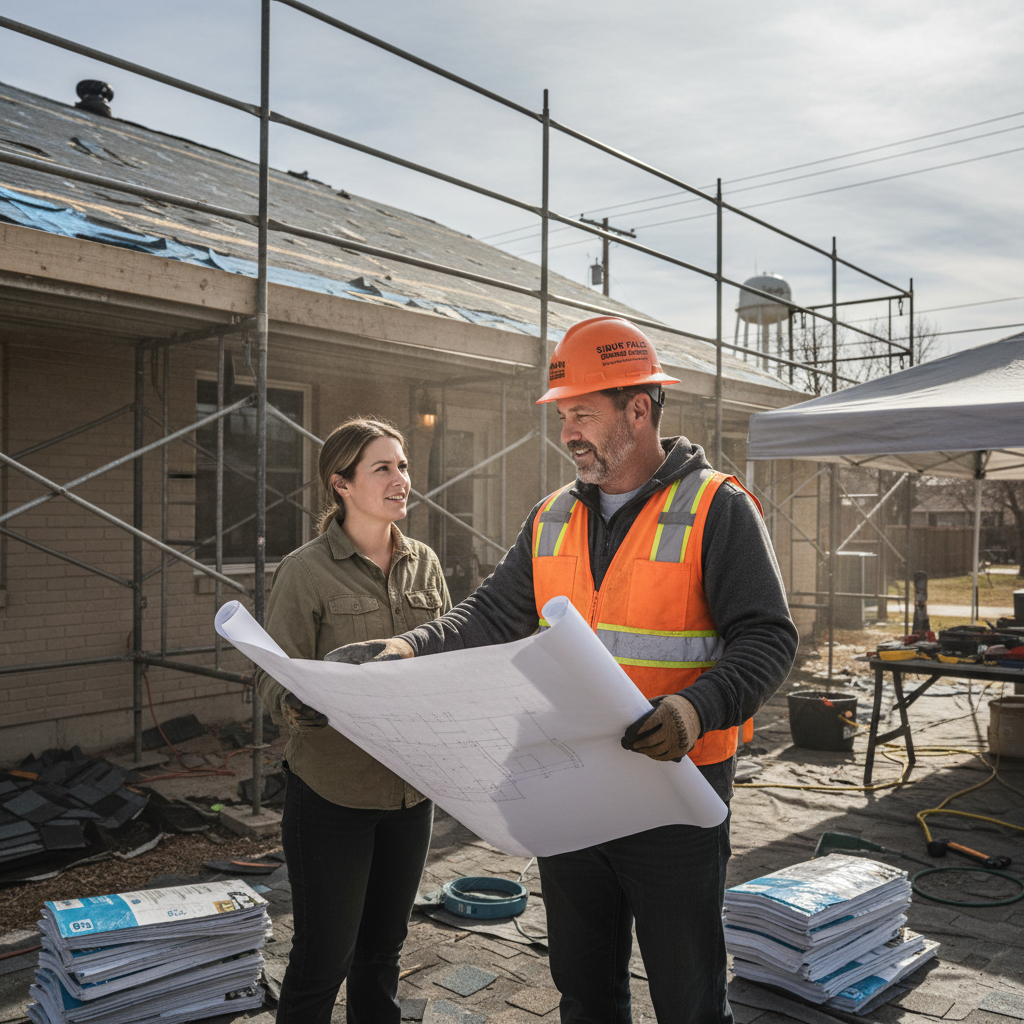 South Dakota Roofing Contractors: What They Won't Tell You About AI South Dakota Roofing Contractors: What They Won't Tell You About AI: Professional photo of a Sioux Falls roofing contractor consulting with a homeowner in front of a hou | innovAIt Media