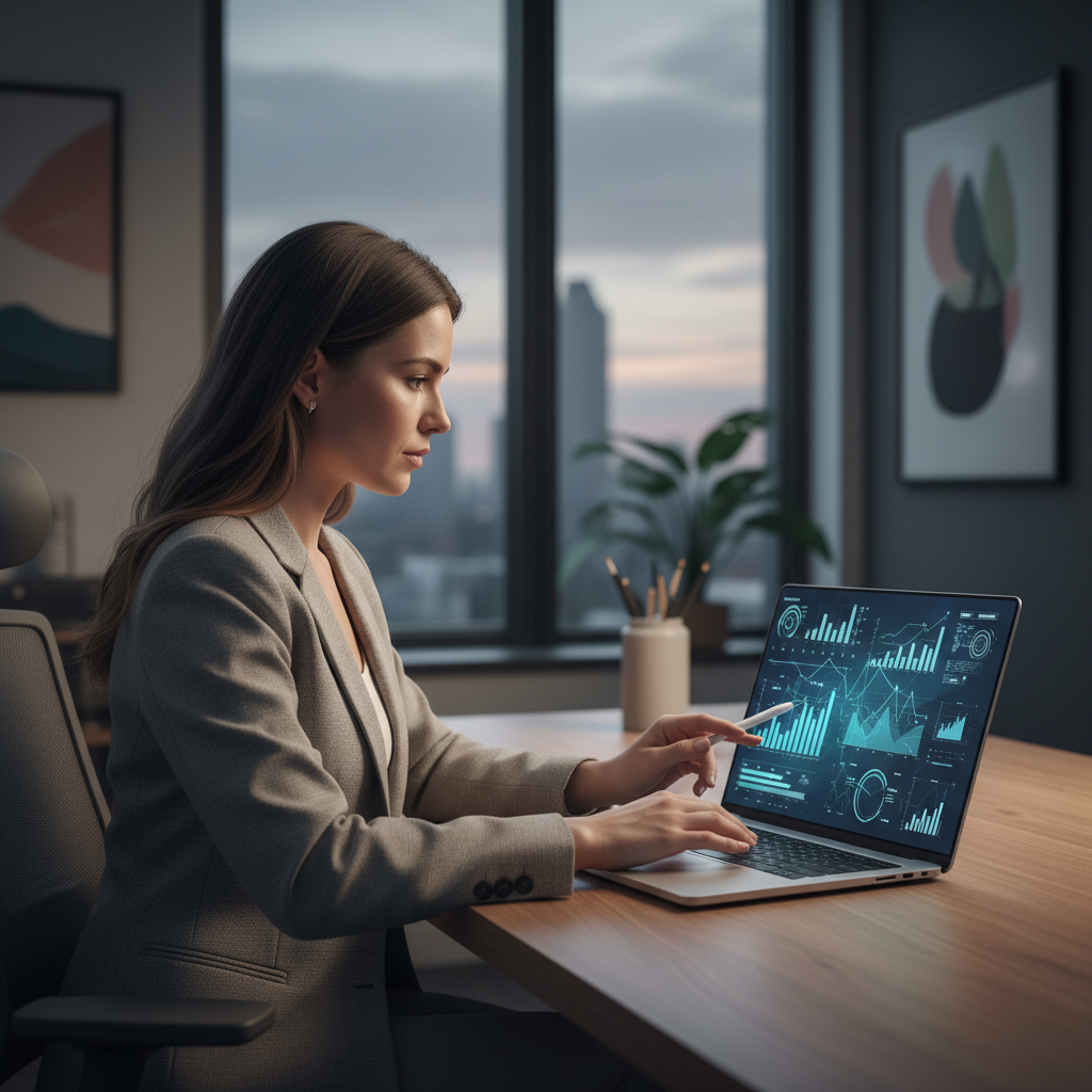Stop Losing Leads: AI Automation for Salt Lake City Plumbers: Professional photo of a business owner reviewing a data visualization of AI performance metrics on a | innovAIt Media