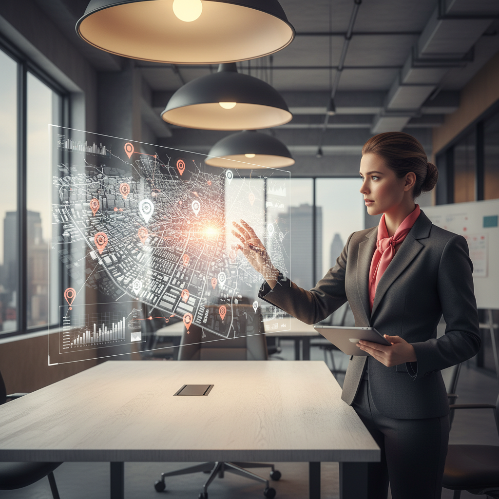The Geofencing Collapse: How Ignoring AI Doomed Local Marketing: Professional photo of a marketer looking at a holographic map with data points overlaying city stree | innovAIt Media