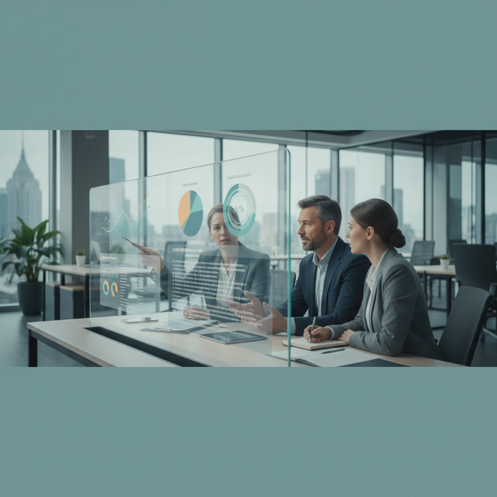 The Insurance Agency's Silent Killer: Is Your AEO Strategy Losing Clients? The Insurance Agency's Silent Killer: Is Your AEO Strategy Losing Clients?: Professional photo of insurance agents collaborating with AI tools displayed on a screen, clearly sh | innovAIt Media