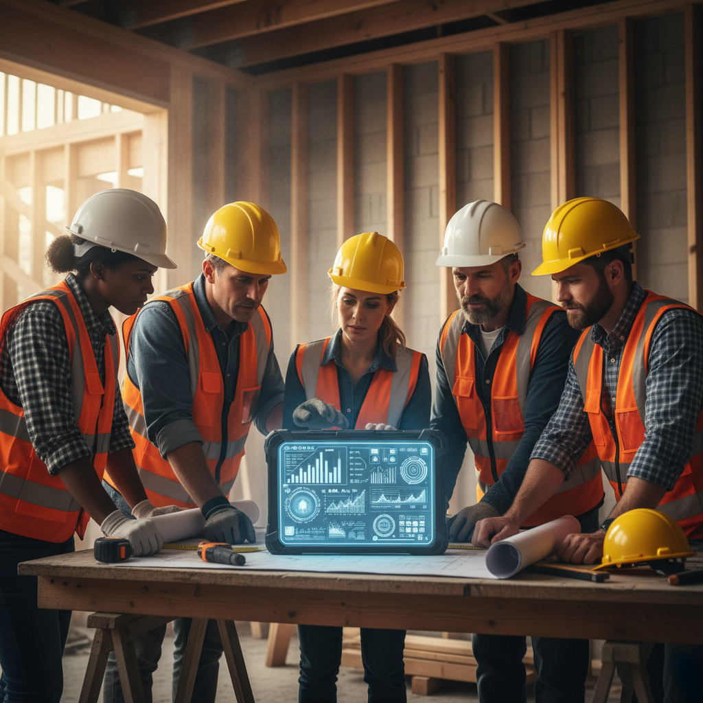 The Kitchen Remodeler's Content Death Spiral: Why AI Is Your Only Hope The Kitchen Remodeler's Content Death Spiral: Why AI Is Your Only Hope: Professional photo of a team of remodelers collaborating, with a diverse mix of ages, reviewing a di | innovAIt Media