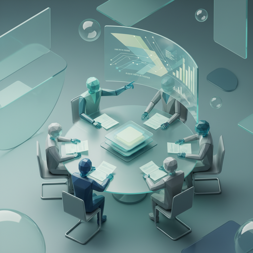 The ROI of AI Search for Tax Accountants: Overhead shot of a diverse team of tax accountants collaboratively reviewing documents, with one poi | innovAIt Media