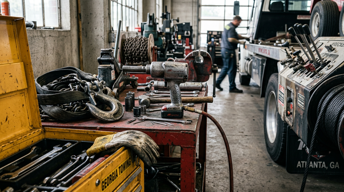 Towing Company equipment and tools used by professionals in Atlanta, Georgia