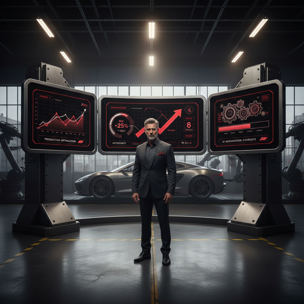 Unlock AI Efficiency for Tuscaloosa Auto Shops Unlock AI Efficiency for Tuscaloosa Auto Shops: A business owner reviewing a digital dashboard showing positive ROI metrics and efficiency gains fro | innovAIt Media