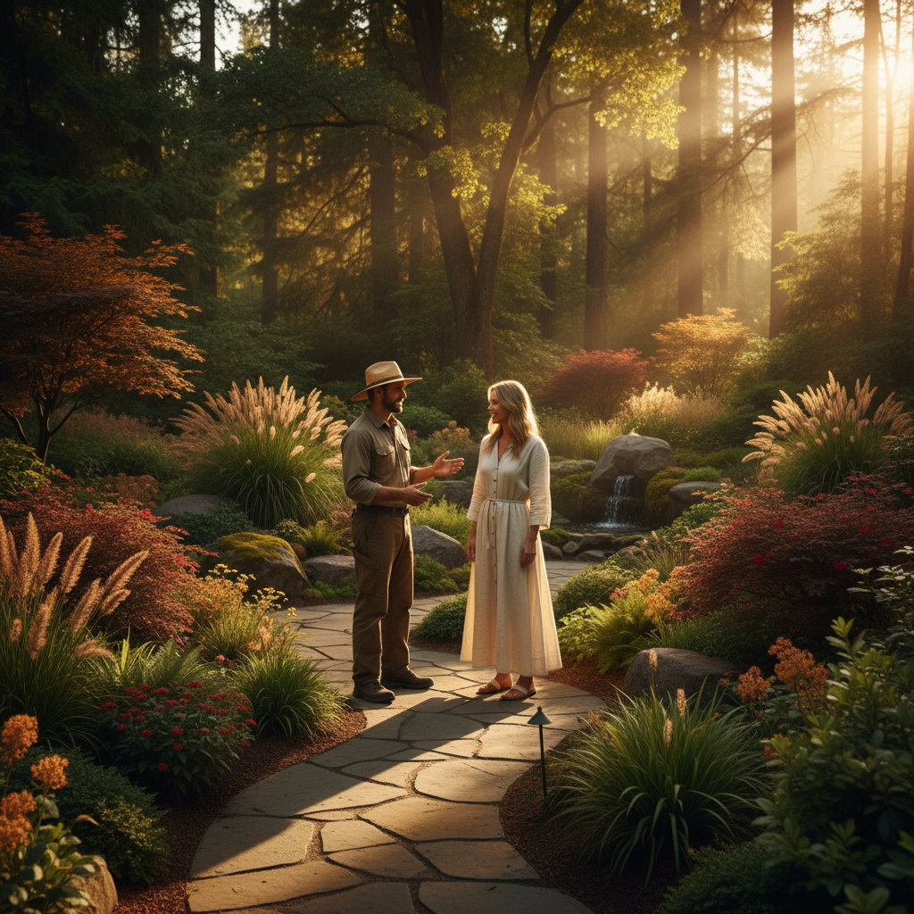 Unlock Growth: AI Verification for Landscaping Pros Unlock Growth: AI Verification for Landscaping Pros: Professional photo of a landscape foreman having a friendly conversation with a client in a beautifu | innovAIt Media