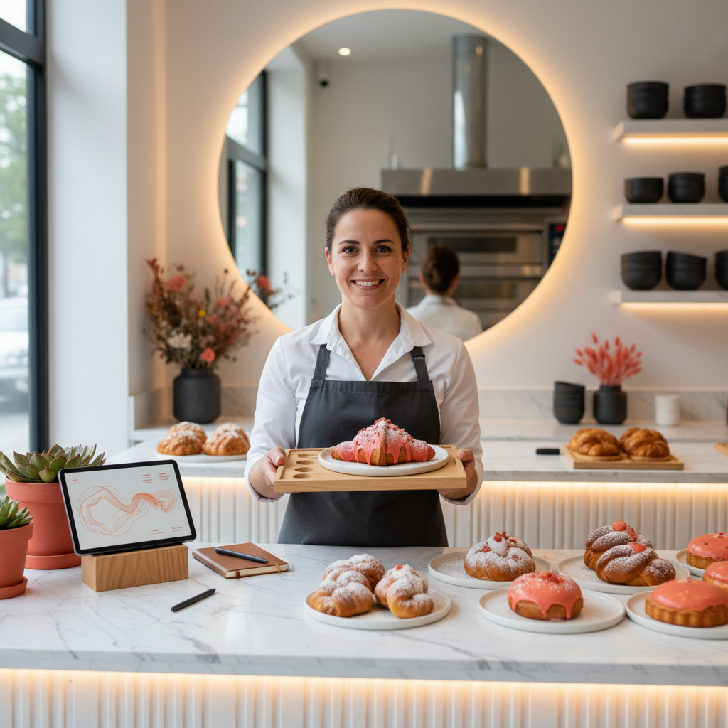 What Happens When a Knoxville Artisan Bakery Tries AI? What Happens When a Knoxville Artisan Bakery Tries AI?: Professional photo of a baker presenting a newly developed pastry, possibly inspired by AI-detected | innovAIt Media