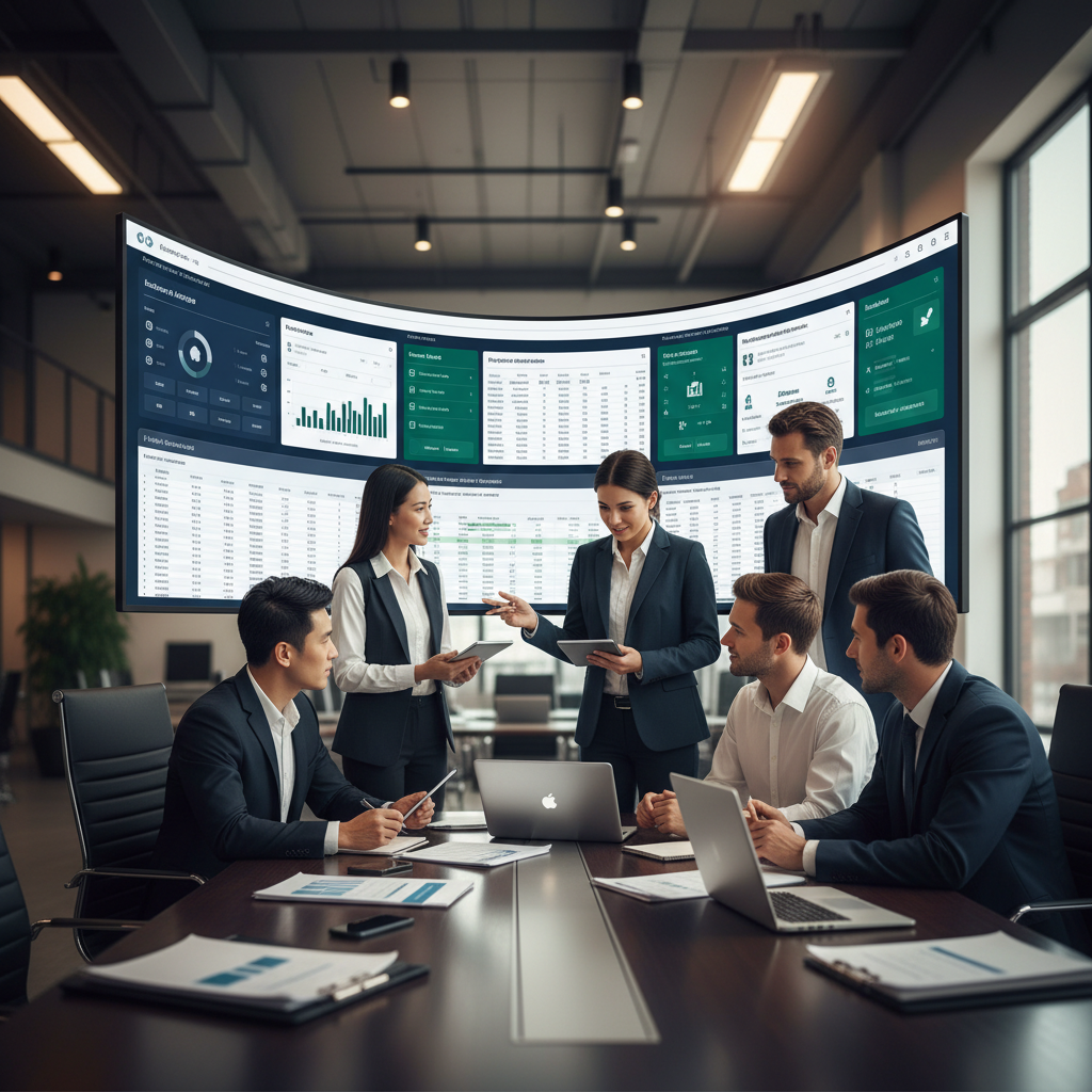 What Happens When a Miami Accounting Firm Tries AI Automation? What Happens When a Miami Accounting Firm Tries AI Automation?: Group of diverse accountants collaborating around a large screen displaying different AI accounting | innovAIt Media