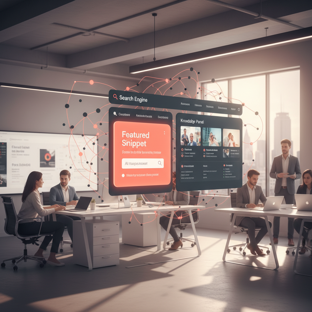 Zero-Click SEO Strategy for Business: The 2026 Data Behind Digital Twin Marketing Zero-Click SEO Strategy for Business: The 2026 Data Behind Digital Twin Marketing: A futuristic, stylized depiction of search engine results pages (SERPs) with prominent featured snip | innovAIt Media