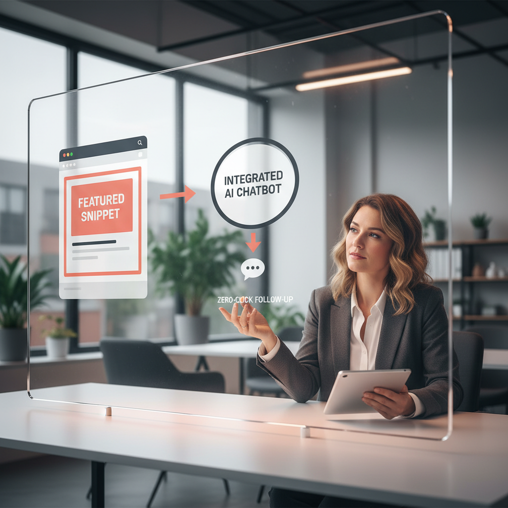 Zero-Click SEO Strategy for Business: The 2026 Data Behind Digital Twin Marketing Zero-Click SEO Strategy for Business: The 2026 Data Behind Digital Twin Marketing: A diagram illustrating the flow from a search engine featured snippet to an integrated AI chatbot, s | innovAIt Media