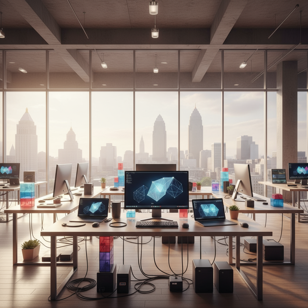 An abstract image representing AI and automation working for a Cleveland business