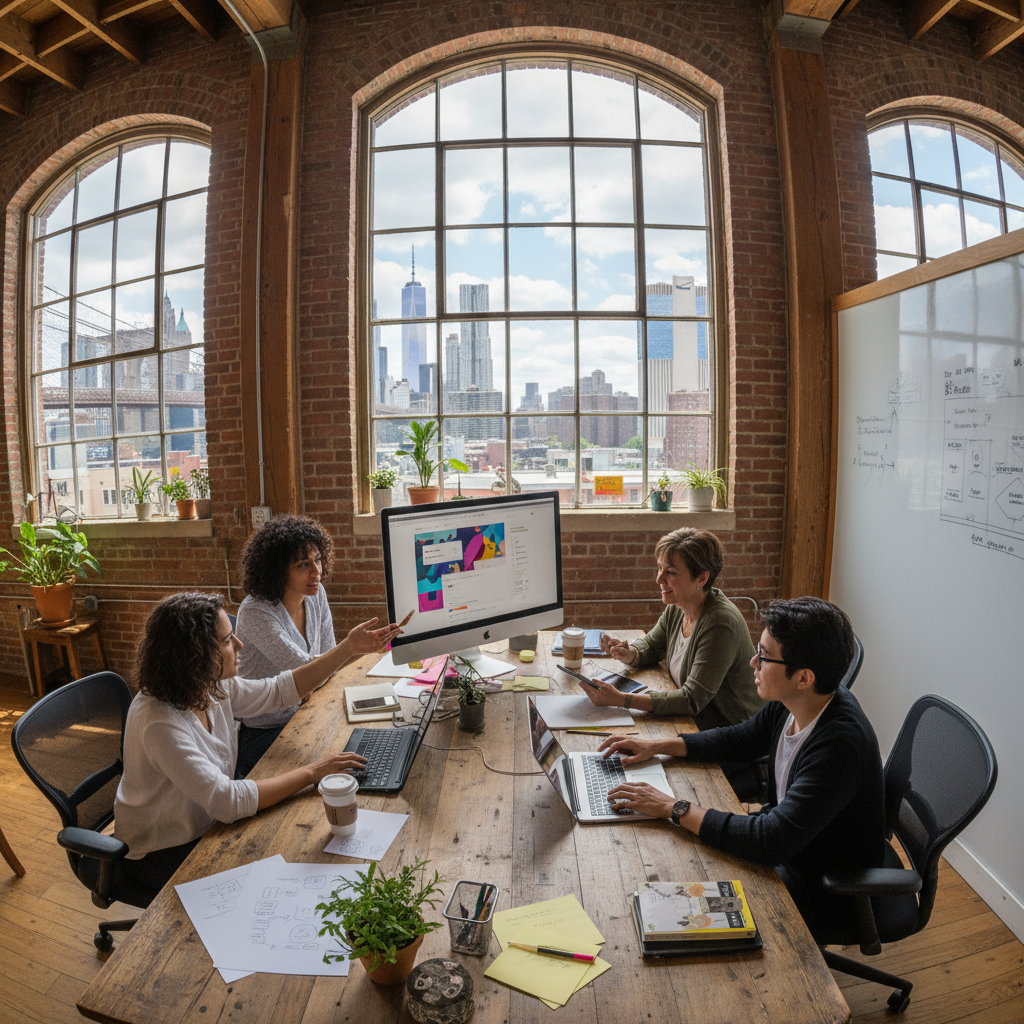 affordable website design New York City - New York City skyline with a digital overlay representing web design and innovation