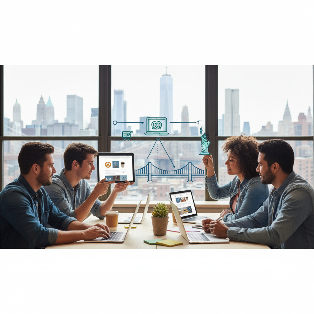 affordable website design New York City - New York City skyline at dusk, showcasing the vibrancy of the city and its digital opportunities