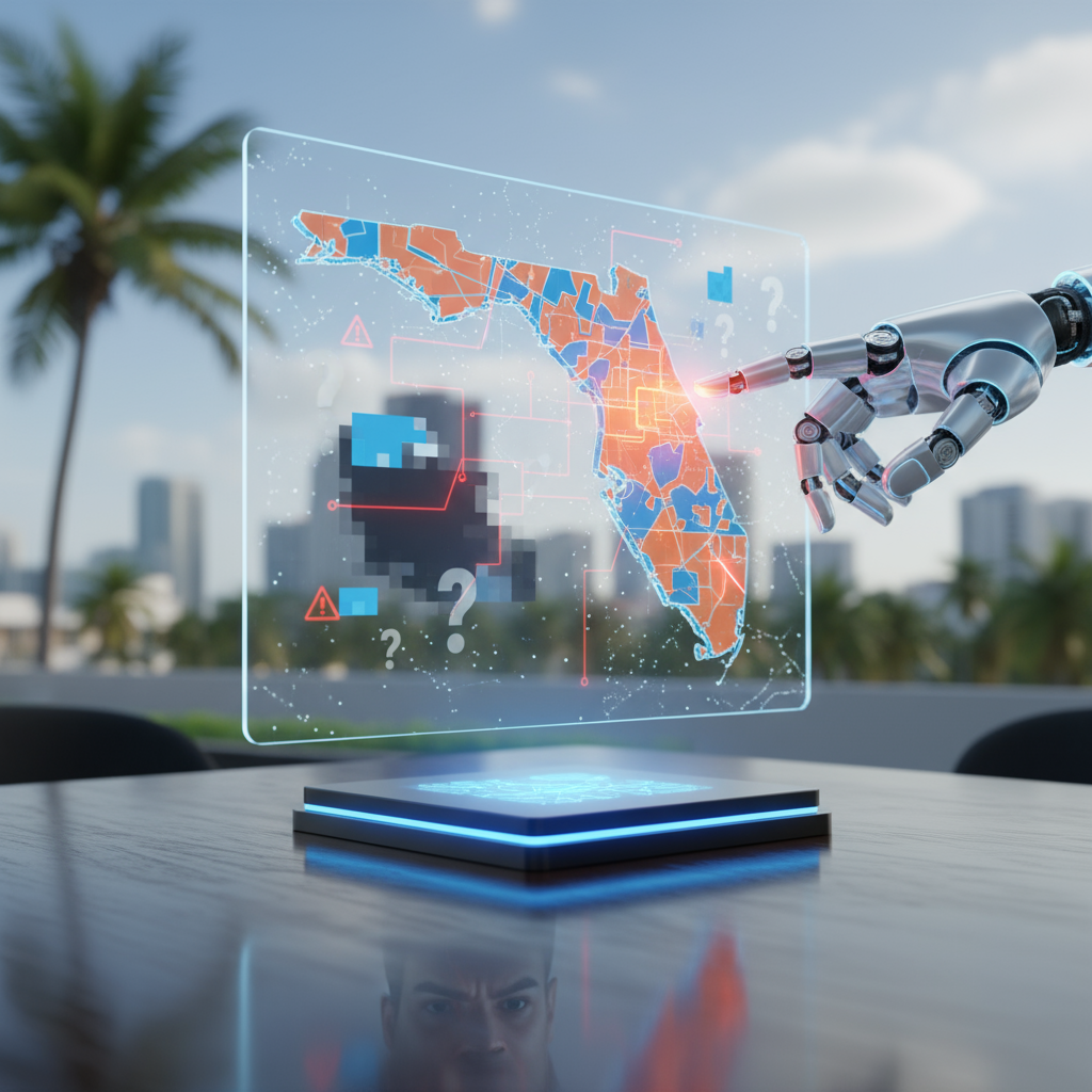 Technician looking at a tablet showing improved Google Maps SEO rankings in Miami, FL