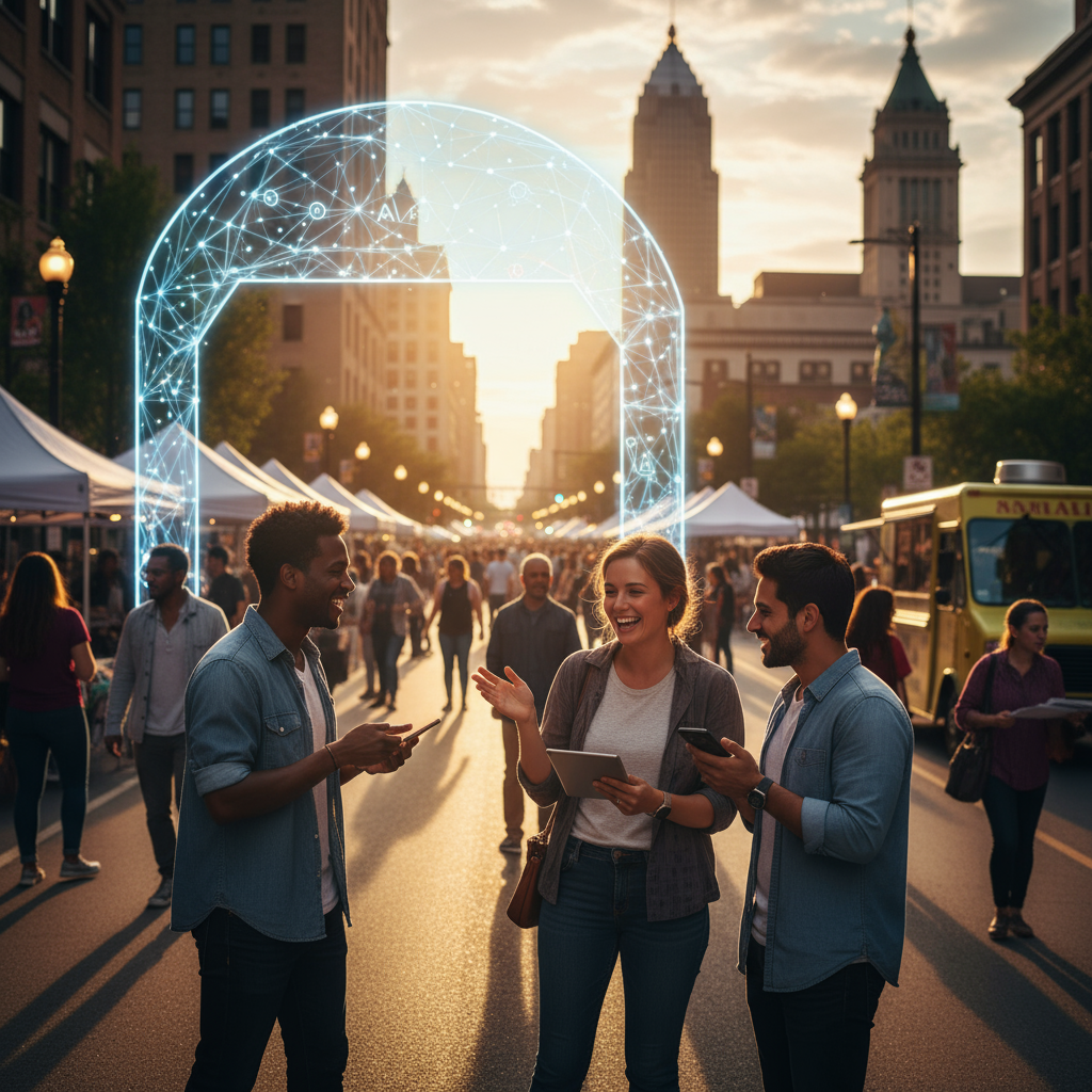 A map of Cleveland OH with pins indicating local businesses benefiting from AI automation SEO.