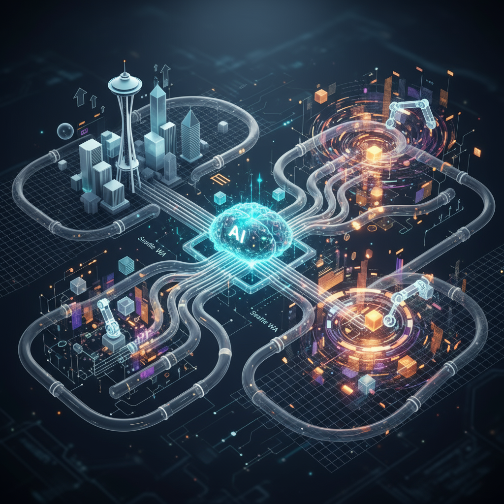 Dashboard showing analytics for an AI automation SEO campaign in Seattle